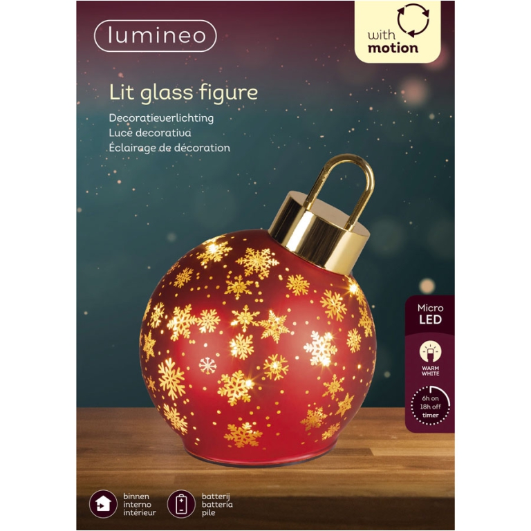 SFERA ROTANTE ROSSA CON BASE LED D14H18CM 3