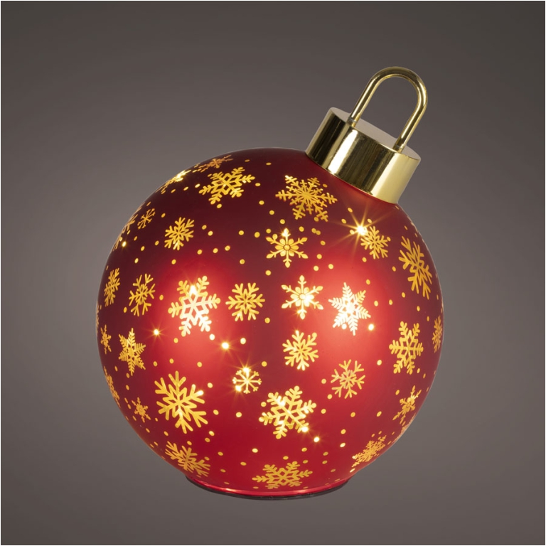 SFERA ROTANTE ROSSA CON BASE LED D18H23CM