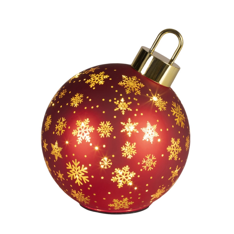 SFERA ROTANTE ROSSA CON BASE LED D18H23CM 2
