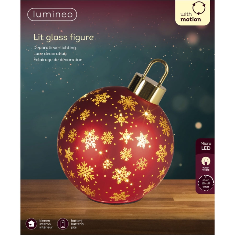 SFERA ROTANTE ROSSA CON BASE LED D18H23CM 3