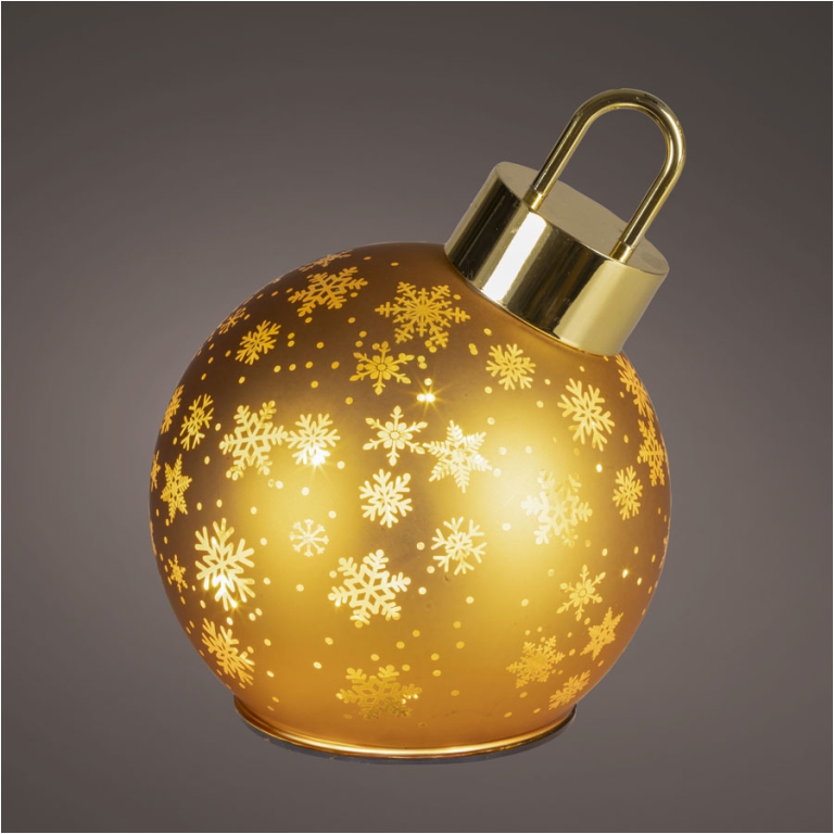 SFERA ROTANTE DORATA CON BASE LED D14H18CM
