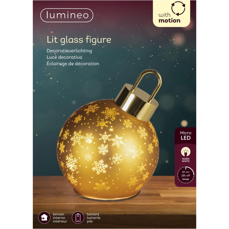 SFERA ROTANTE DORATA CON BASE LED D14H18CM 3