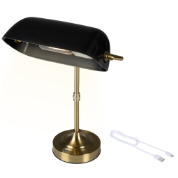 LAMPADA DA TAVOLO RICARICABILE METALLO NERO E ORO