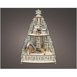 SCENARIO LED 24X13,5H35CM LEGNO PAESAGGIO ALBERO