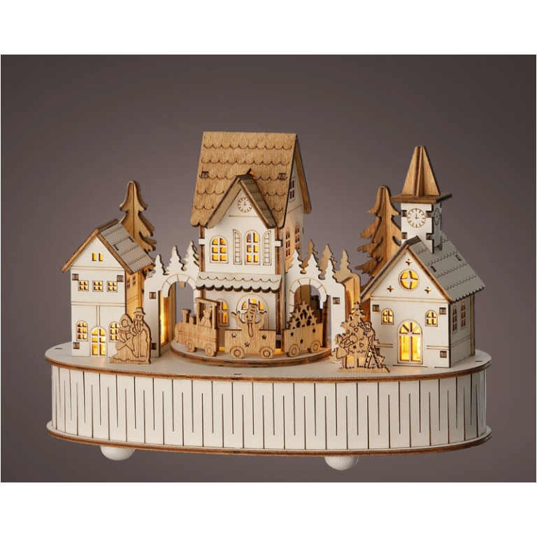 SCENARIO LED 12X22H15CM VILLAGGIO CON MOVIMENTO