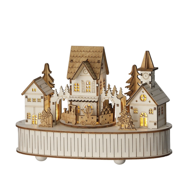 SCENARIO LED 12X22H15CM VILLAGGIO CON MOVIMENTO 2