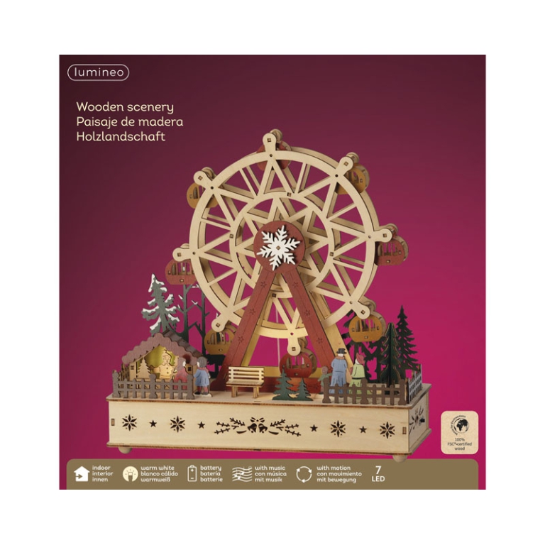 SCENARIO LED LEGNO COLORATO 12X28H28,3CM MOVIMENTO 3