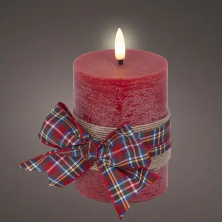 CANDELA LED D7,5H13CM    CON FIOCCO ROSSA 2