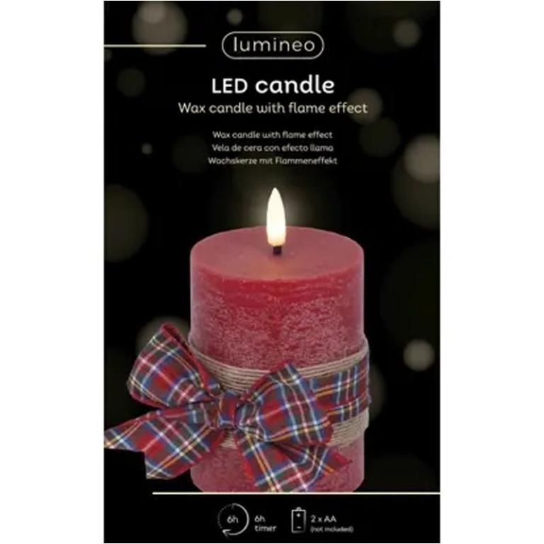 CANDELA LED D7,5H13CM    CON FIOCCO ROSSA 5