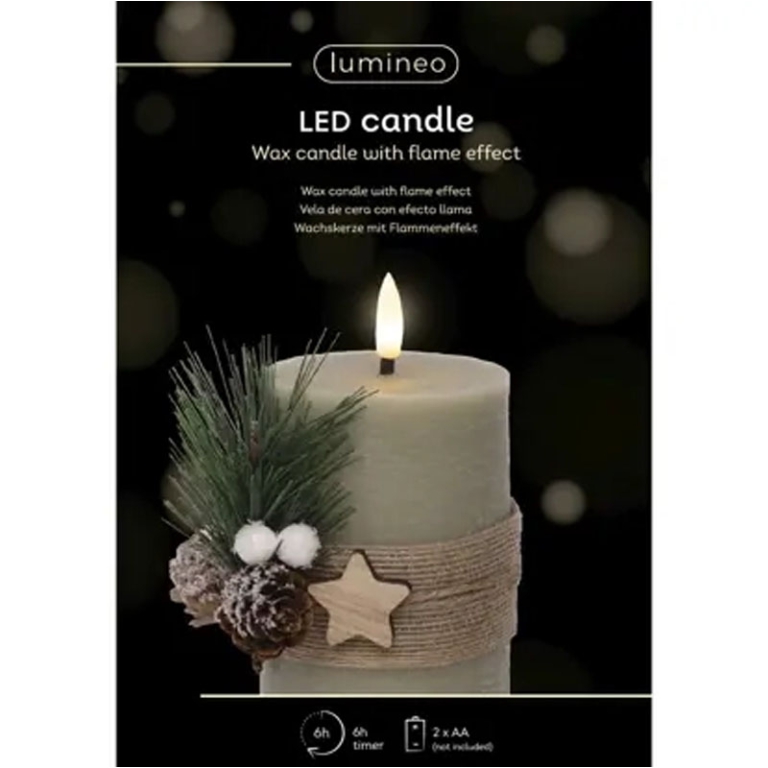 CANDELA LED D7,5H13CM    CON PICK TORTORA 3