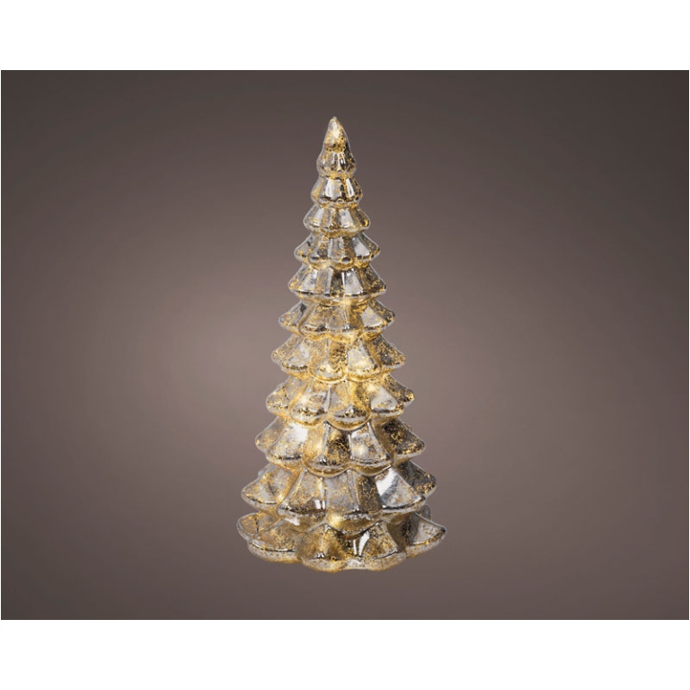 ALBERO VETRO ARGENTATO MICRO LED LUCE CALDA H21CM