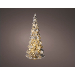 ALBERO VETRO ARGENTATO MICRO LED LUCE CALDA H32CM