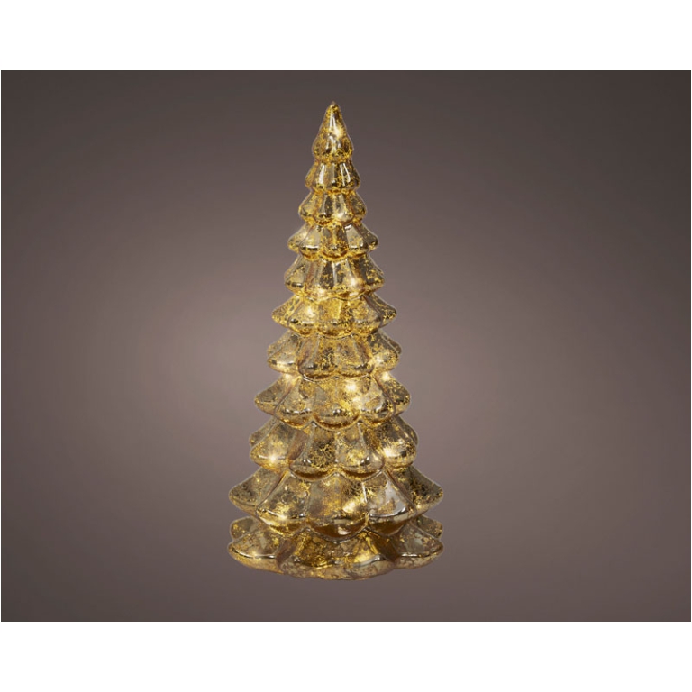 ALBERO VETRO DORATO MICRO LED LUCE CALDA H21CM