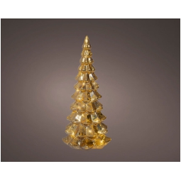 ALBERO VETRO DORATO MICRO LED LUCE CALDA H32CM