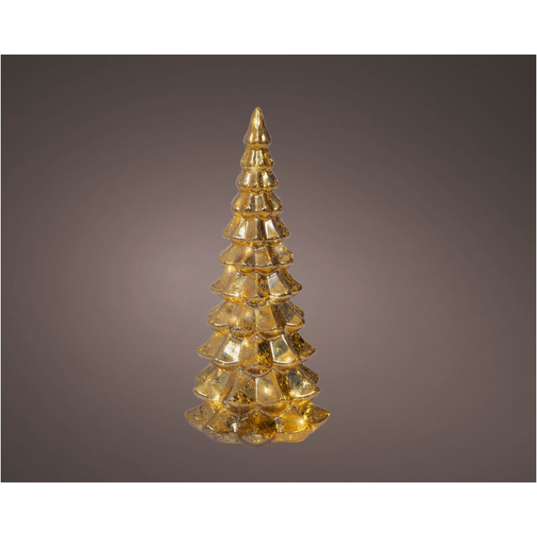 ALBERO VETRO DORATO MICRO LED LUCE CALDA H32CM
