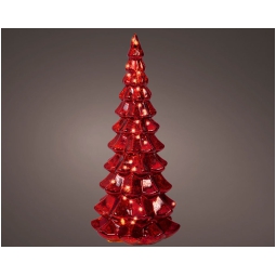 ALBERO VETRO ROSSO MICRO LED LUCE CALDA H32CM