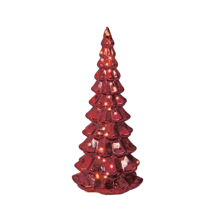ALBERO VETRO ROSSO MICRO LED LUCE CALDA H32CM 2