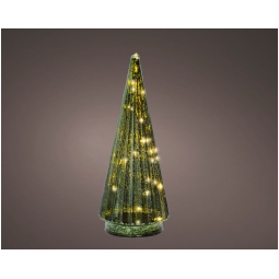 ALBERO VETRO VERDE MICRO LED LUCE CALDA H24CM