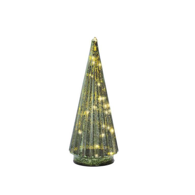 ALBERO VETRO VERDE MICRO LED LUCE CALDA H24CM 2