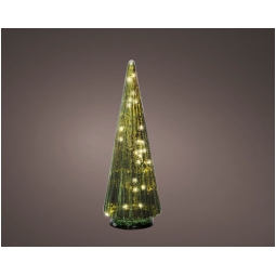 ALBERO VETRO VERDE MICRO LED LUCE CALDA H31CM