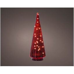 ALBERO VETRO ROSSO MICRO LED LUCE CALDA H31CM