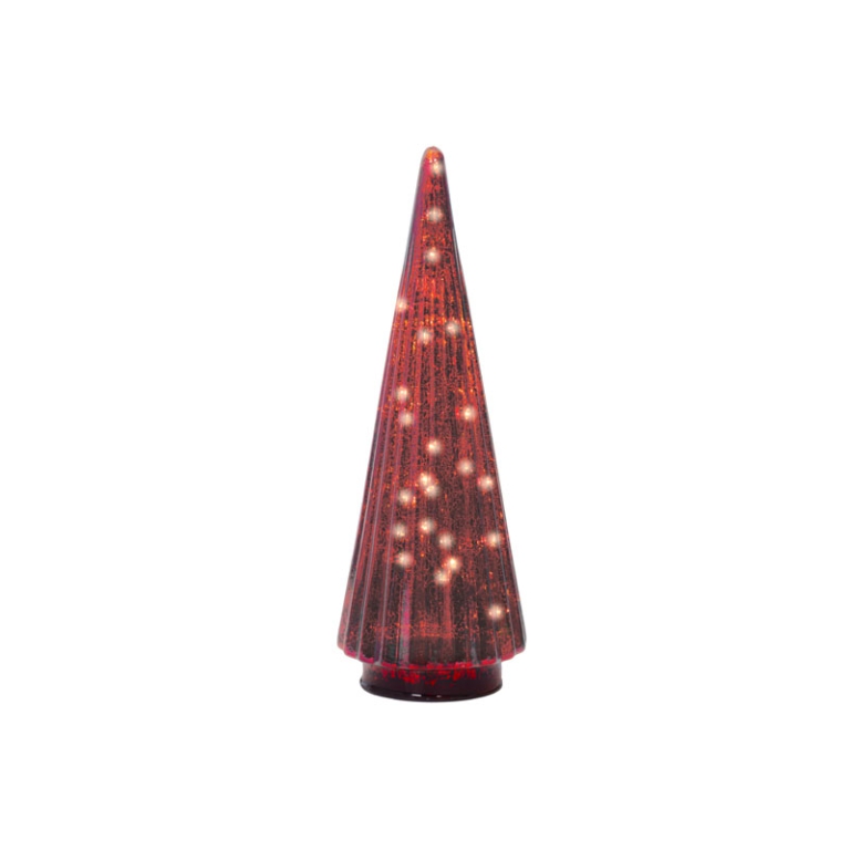 ALBERO VETRO ROSSO MICRO LED LUCE CALDA H31CM 2