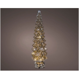 ALBERO VETRO ARGENTATO MICRO LED LUCE CALDA H55CM