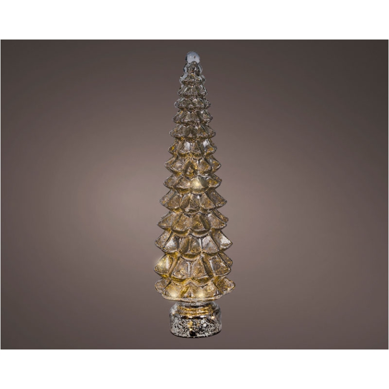 ALBERO VETRO ARGENTATO MICRO LED LUCE CALDA H55CM