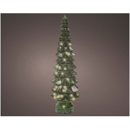 ALBERO VETRO VERDE MICRO LED LUCE CALDA H55CM