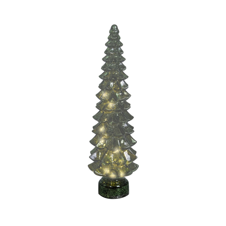 ALBERO VETRO VERDE MICRO LED LUCE CALDA H55CM 2