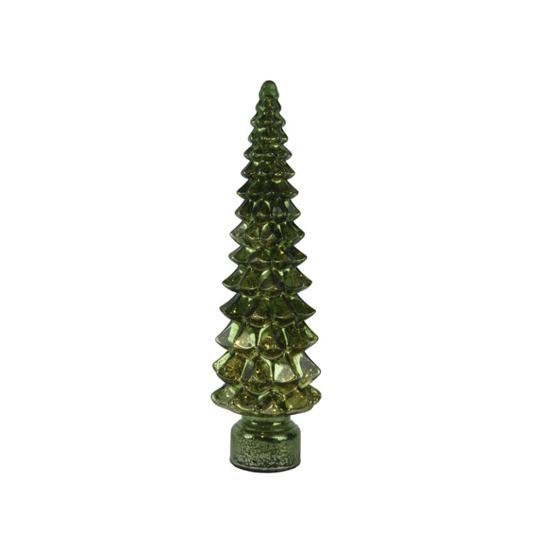 ALBERO VETRO VERDE MICRO LED LUCE CALDA H55CM 3