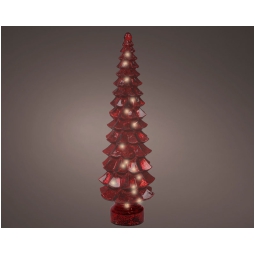ALBERO VETRO ROSSO MICRO LED LUCE CALDA H55CM
