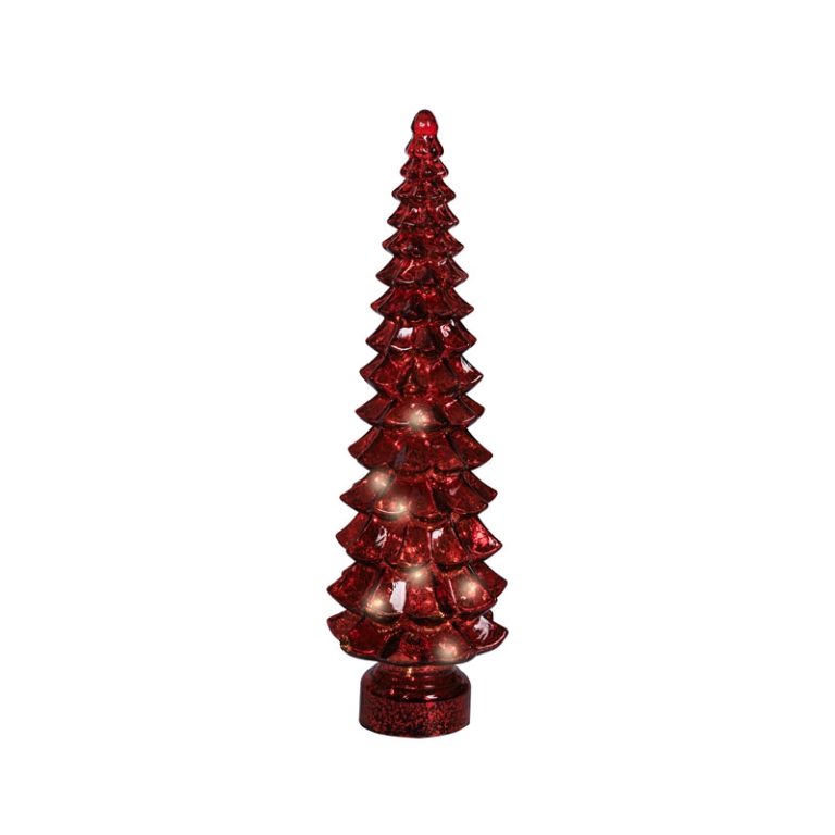 ALBERO VETRO ROSSO MICRO LED LUCE CALDA H55CM 2