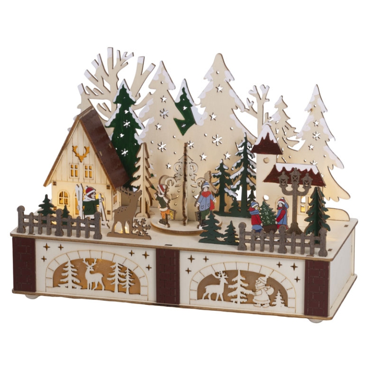 SCENARIO LED 12X28H20CM LEGNO COLORATO 2