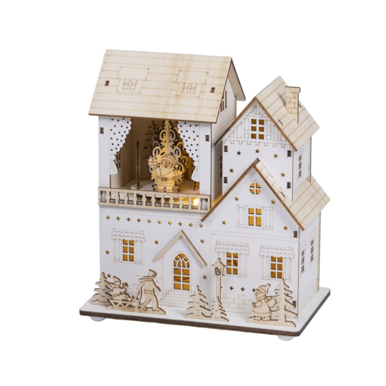SCENARIO LED 12X19H22CM LEGNO BIANCO 2