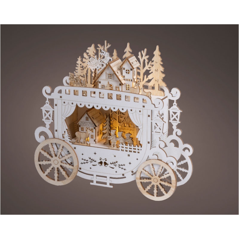 SCENARIO LED 8X25H23CM LEGNO BIANCO