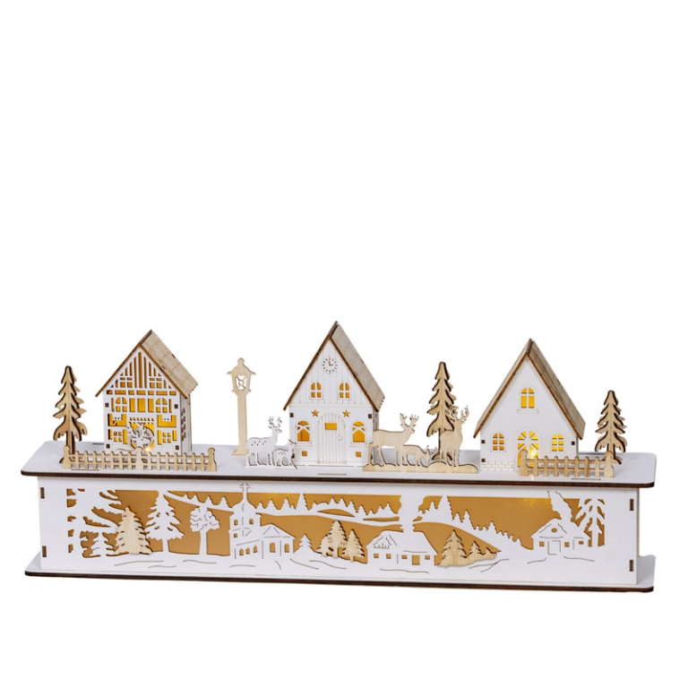 SCENARIO LED 11X57H22CM LEGNO BIANCO 2