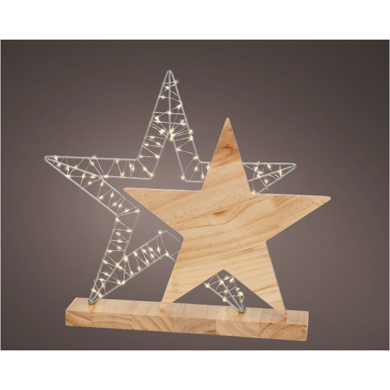 DECORO LED STELLA BASE LEGNO H37,50CM