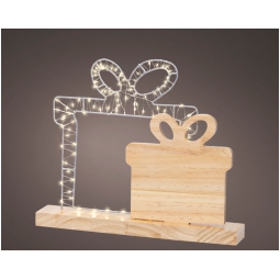 DECORO LED REGALO BASE LEGNO H30CM