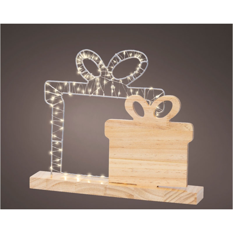 DECORO LED REGALO BASE LEGNO H30CM