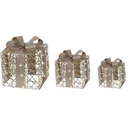 SCATOLA FIOCCO 65 LED ORO SET 3PZ