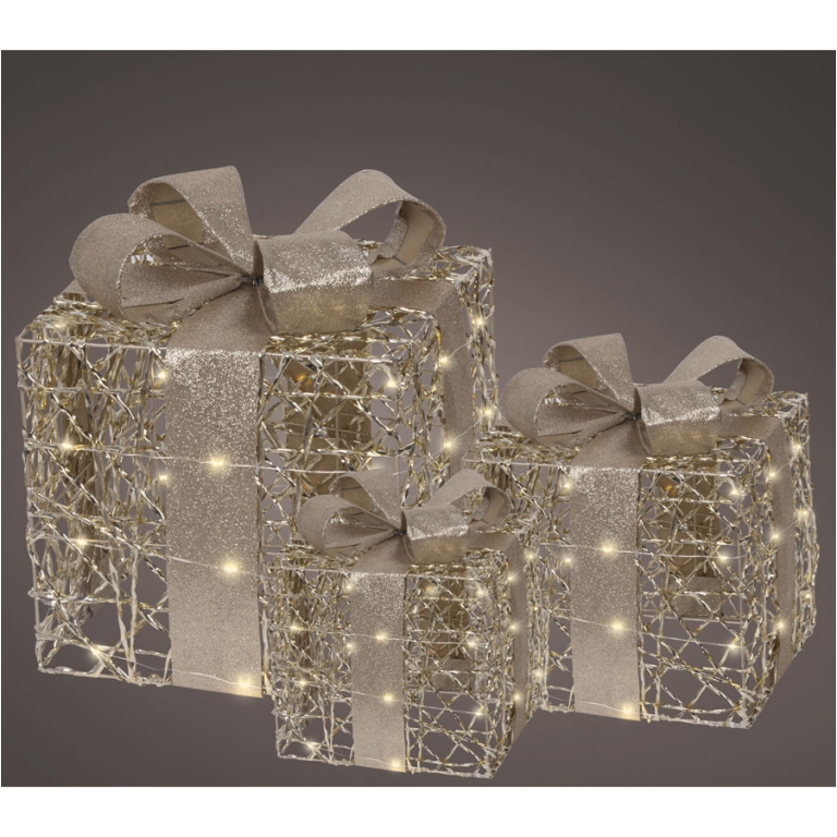 SCATOLA FIOCCO 65 LED ORO SET 3PZ 2