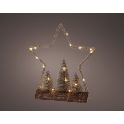 DECORO STELLA LED BASE LEGNO H32CM
