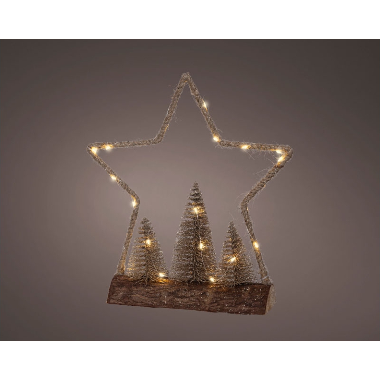DECORO STELLA LED BASE LEGNO H32CM
