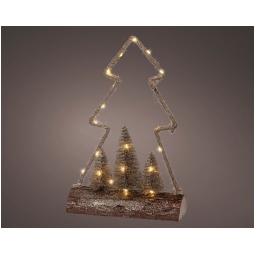 DECORO ALBERO LED BASE   LEGNO H34CM