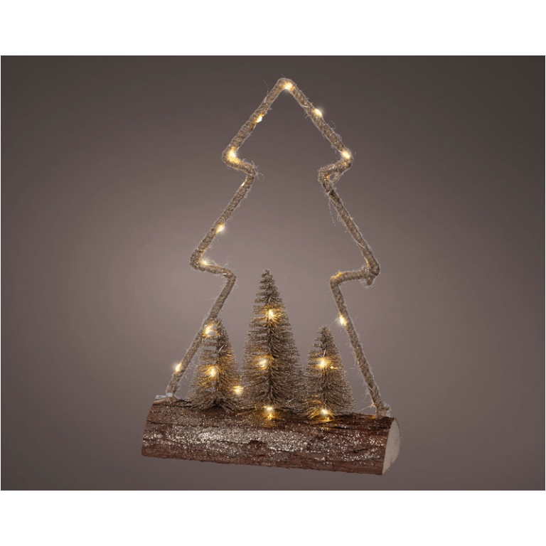 DECORO ALBERO LED BASE   LEGNO H34CM