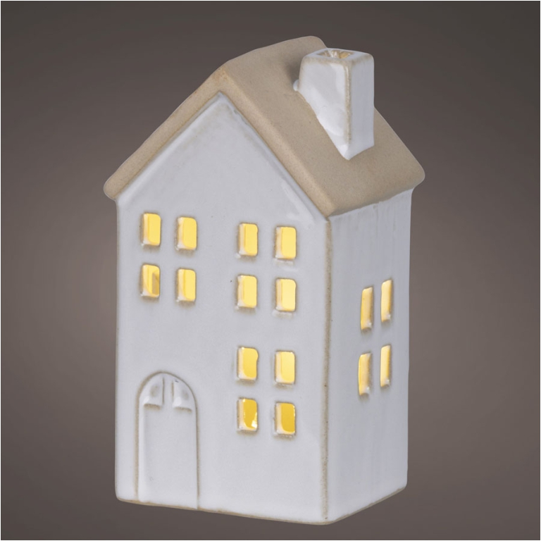 CASETTA LED H12,7CM BIANCA IN GRES 2