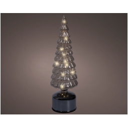 ALBERO VETRO GRIGIO MICRO LED LUCE CALDA H34CM
