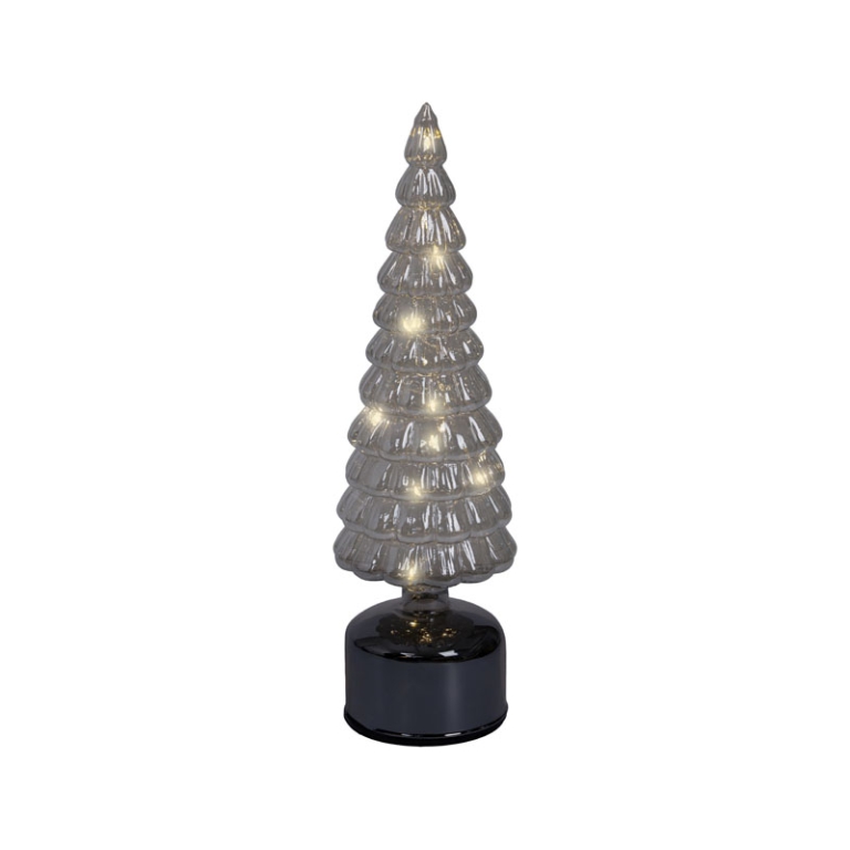 ALBERO VETRO GRIGIO MICRO LED LUCE CALDA H34CM 2