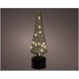 ALBERO VETRO VERDE MICRO LED LUCE CALDA H34CM